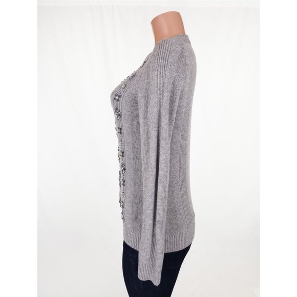 Tory Burch Gray Embellished Crew Neck Sweater - Picture 11 of 15